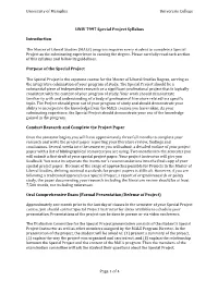 UNIV 7997 Special Project Syllabus
