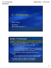 C++/CLI Overview WG21 N1557 = J16 03-140 Herb Sutter