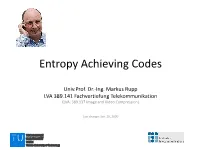 Entropy Coding – Run Length Codes