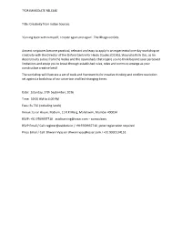 FOR IMMEDIATE RELEASE Title: Creativity From