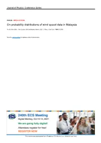 On Probability Distributions of Wind Speed Data in Malaysia