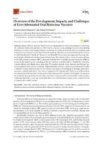 Overview of the Development, Impacts, and Challenges of Live-Attenuated Oral Rotavirus Vaccines