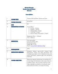 Theory of War and Peace: Theories and Cases COURSE TITLE 2