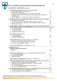 Uefa A-Valmentajakoulutuksen Valintaperusteet 2020