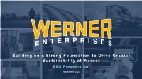 Werner ESG Presentation November 2020 DISCLOSURE STATEMENT
