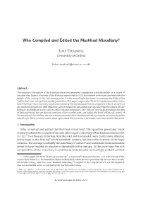 Who Compiled and Edited the Mashhad Miscellany?