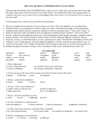 2007 GJCL READING COMPREHENSION EXAM: PROSE Fill in The