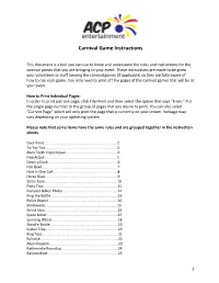 Carnival Game Instructions