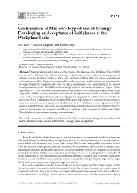 Confirmation of Maslow's Hypothesis of Synergy: Developing An