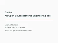 Ghidra an Open Source Reverse Engineering Tool