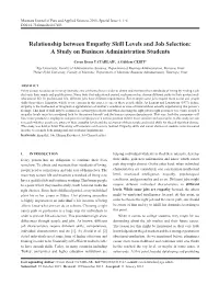 Relationship Between Empathy Skill Levels and Job Selection: a Study on Business Administration Students