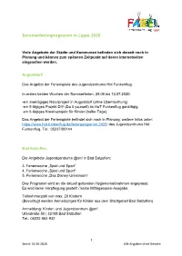 Sommerferienprogramm in Lippe 2020