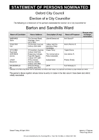 Statement of Persons Nominated