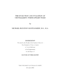 The Evolution and Pulsation of Crystallizing White Dwarf Stars