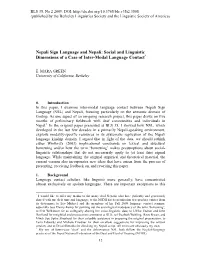 Nepali Sign Language and Nepali: Social and Linguistic Dimensions of a Case of Inter-Modal Language Contact*