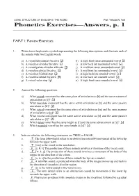 Phonetics Exercises—Answers, P. 1
