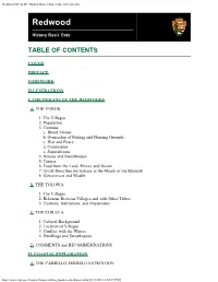 Redwood NP & SP: History Basic Data (Table of Contents)