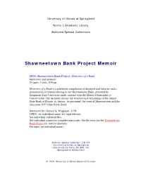 Shawneetown Bank Project Memoir