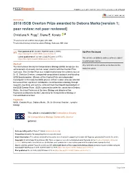 2016 ISCB Overton Prize Awarded to Debora Marks[Version 1; Peer
