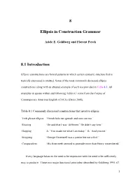 8 Ellipsis in Construction Grammar 8.1 Introduction