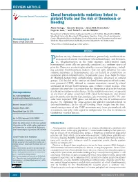 Clonal Hematopoietic Mutations Linked to Platelet Traits and the Risk Of