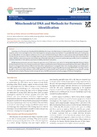 Mitochondrial DNA and Methods for Forensic Identification