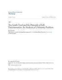 The South Tyrol and the Principle of Self-Determination