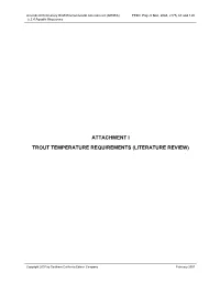Attachment I Trout Temperature Requirements