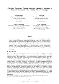 Automatic Assessment of Linguistic Complexity Using a Sliding-Window Technique