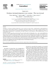 Evidence-Informed Integrative Care Systems￢ﾀﾔthe Way Forward