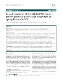 Forced Expression of the DEK-NUP214 Fusion Protein