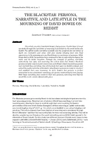 Persona, Narrative, and Late Style in the Mourning of David Bowie on Reddit