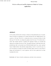 Review on Research and Developments of Sinks for Various Applications