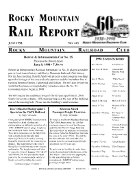 Rocky Mountain Rail Report June 1998 No