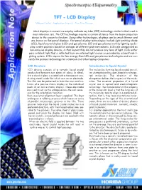 TFT LCD Display Technologies