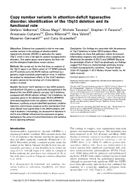 Copy Number Variants in Attention-Deficit Hyperactive Disorder