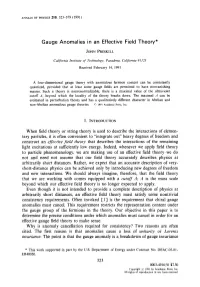 Gauge Anomalies in an Effective Field Theory*