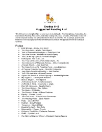 Grades 6-8 Suggested Reading List