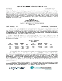 Official Statement Dated October 20, 2015