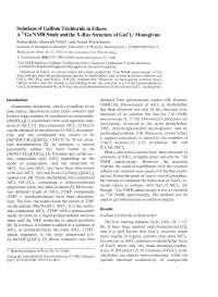 Solutions of Gallium Trichloride in Ethers