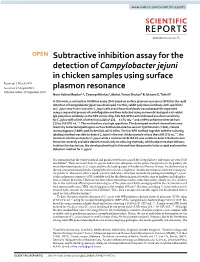 Subtractive Inhibition Assay for the Detection of Campylobacter Jejuni In