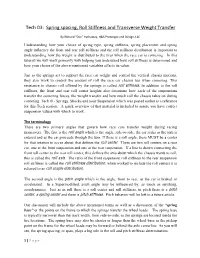Tech 03: Spring Spacing, Roll Stiffness and Transverse Weight Transfer
