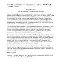 Variable Germination and Emergence in Soybean: Which Seeds Are Still Viable?