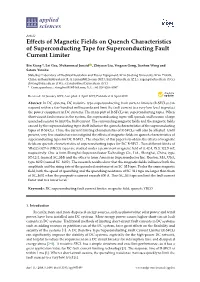 Effects of Magnetic Fields on Quench Characteristics of Superconducting Tape for Superconducting Fault Current Limiter