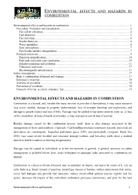 Environmental Effects and Hazards in Combustion