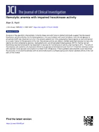 Hemolytic Anemia with Impaired Hexokinase Activity