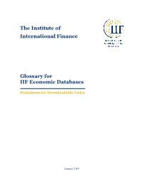 IIF Database Glossary