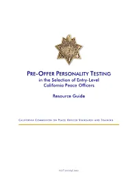 Pre-Offer Personality Testing Resource Guide