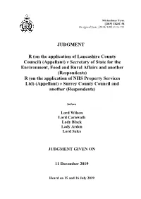 R (On the Application of Lancashire CC) (App) V SSEFRA And