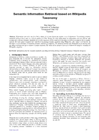 Semantic Information Retrieval Based on Wikipedia Taxonomy
